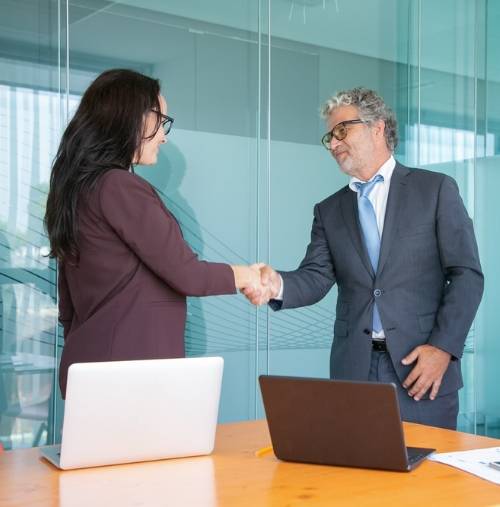 Business handshake of trading partners
